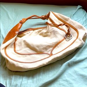 👜Ruehl/ Abercrombie canvas leather tote! rare!